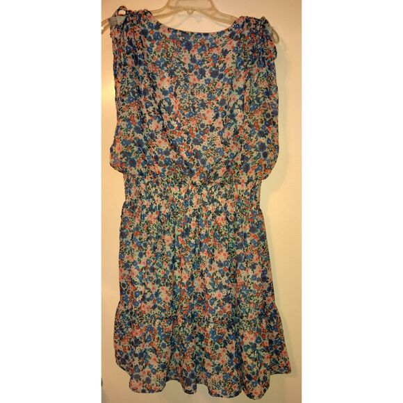 BCBG Paris Cinched Waist Ruffle Dress XL Floral Spring Sundress Summer Curvy - Picture 2 of 13